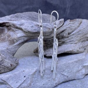 Bark Earrings – Argentium Silver – Long