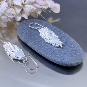 Bark Earrings – Argentium Silver – Marquise Dangle