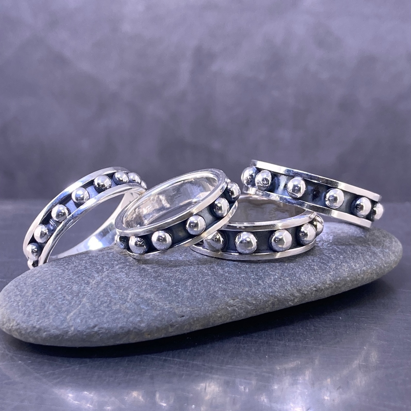 Granule Ring – Argentium Silver – Antique