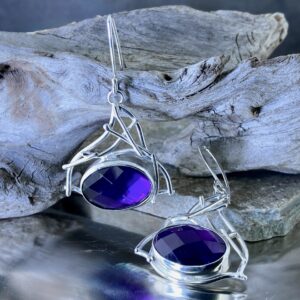 Amethyst Earrings – Twig – Argentium Silver